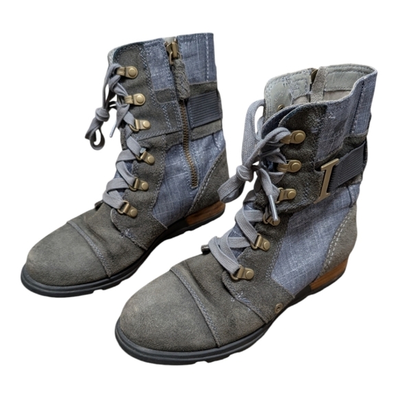 SOREL (Size 6) Major Carly Ankle Boots Suede Lace Up Zipper - Picture 1 of 8